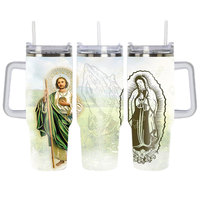 Coffret cadeau personnalisé, gobelet isotherme sous vide, impression de San Judas Tadeo, Vierge Marie, Jésus, gobelets thermiques en acier inoxydable, cadeau pour chrétien