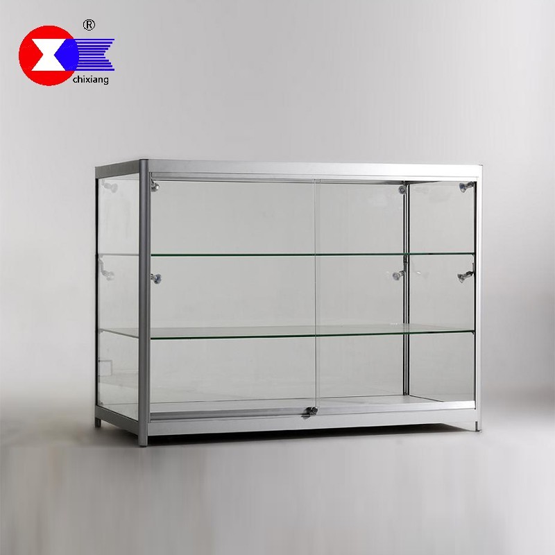 Gray Aluminum Frame Glass Showcase Jewelry