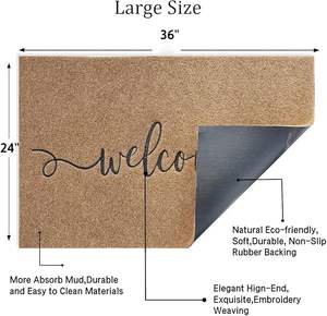 Le tapis en fibre de coco allie un look classique à une fonctionnalité moderne grâce à un fond en PVC et un tissu en polyester pour une utilisation durable. - Product Image 2