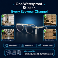 Mini-étiquette M830 étanche UHF RFID en PET avec code-barres, longue portée de lecture pour le suivi des lunettes de soleil et des magasins de détail