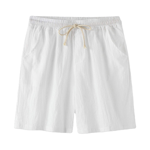 Shorts Bermuda décontractés pour hommes, gris foncé uni, avec cordon de serrage, taille élastique, en coton respirant, avec poches - Product Image 2