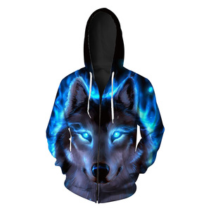 Usine Personnalisé Polyester <span class=keywords><strong>3d</strong></span> Grand <span class=keywords><strong>Loup</strong></span> Impression Hoodies Pull Avec Fermeture À Glissière - Product Image 3