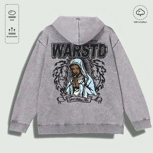 Sudadera con Capucha 100% Algodón Lavado con Estampado Gráfico de Figura Orando, Varios Colores - Product Image 2