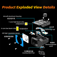 Projecteur haute intensité DGLS XT07 100W 10000LM 6500K, barre LED tout-terrain, projecteur laser, grille, moto tout-terrain