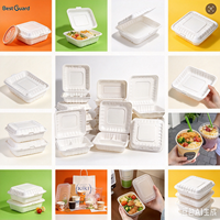 Boîte alimentaire jetable à clapet articulé, style américain, en MFPP, avec compartiments, pour plats à emporter, enrichie en carbonate de calcium