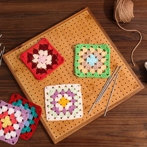 Cadeau d'amoureux du crochet tapis à tricoter bois bambou ajustable <span class=keywords><strong>mamie</strong></span> carré crochet planche de blocage avec épingles - Product Image 5