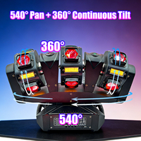 Projecteur à tête mobile 120W à 3 têtes RGBW 4-en-1 avec faisceau laser, stroboscope rotatif DMX512 IP20 540° Pan/360° Tilt pour éclairage de discothèque et de fête DJ
