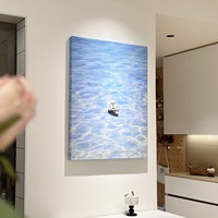 Peinture murale moderne en relief 3D sur toile, peinte à la main, paysage marin abstrait avec bateau, décoration pour salon et hôtel