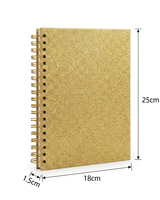 Carnet de notes spirale de luxe 2026 à paillettes métalliques, couverture rigide personnalisée, ligné, pour étudiants, femmes et fournitures de bureau
