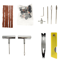 Kit de réparation de pneus tubeless 58 pièces avec outils à main, kit de réparation de pneus à poignée en T, perceuse spirale en acier, outil d'entretien automobile