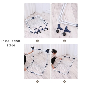 JANKO 3-Tier filo d'acciaio rastrelliere pieghevole vestiti di asciugatura <span class=keywords><strong>carrello</strong></span> con ruote - Product Image 5