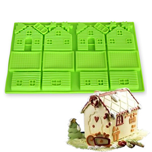 Christmas Gingerbread House Silicone Mold 8 Pieces Cartoon Shape Baking Holiday Cake Decoration - Product Image 1