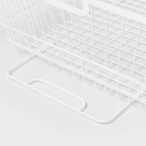 Dây kim loại màu trắng xếp chồng phòng tắm tổ chức giặt giỏ với tay cầm bằng gỗ cho quần áo cản trở - Product Image 3