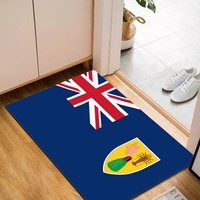 Tapis de sol imprimé avec le drapeau des îles Turcs et Caïcos, 40*60 cm, rectangulaire, en polyester et caoutchouc antidérapant