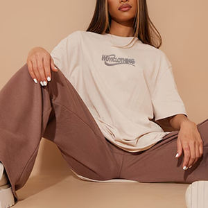 Camiseta de Cuello Redondo 100% Algodón para Mujer, de Moda Urbana, Tejido Atlético Transpirable, Personalizable de Alta Calidad - Product Image 1