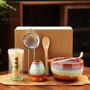 Ensemble <span class=keywords><strong>de</strong></span> cérémonie du thé en céramique <span class=keywords><strong>de</strong></span> style japonais avec fouet, passoire et cuillère en bois pour la préparation du matcha, vente en gros - Product Image 5
