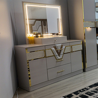 Ensembles de meubles de chambre à coucher modernes et luxueux en bois, avec lit double queen size en cuir, pour chambre principale, à prix abordable