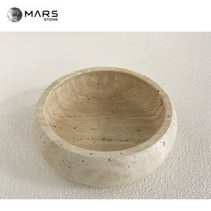Decoración moderna <span class=keywords><strong>de</strong></span> mármol <span class=keywords><strong>de</strong></span> piedra Natural, regalos para el hogar, cuenco curvo para servir mármol travertino Beige, Cuenco para <span class=keywords><strong>dulces</strong></span> - Product Image 3