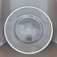 Assiette de Présentation Ronde Transparente en Plastique avec Bordure Dorée, Argentée ou Noire, 13 Pouces, Réutilisable pour Mariages et Fêtes, Commande Minimale 100 Pièces
