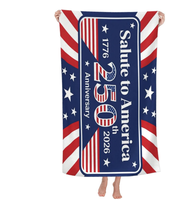 Serviette de plage en microfibre imprimée pour la célébration du semi-quicentenaire des 250 ans de la liberté aux États-Unis, disponible en gros
