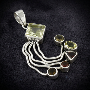 Art Palace Women's Natural Gemstone Fine Jewelry Set with Citrine Smokey Quartz Crystal Garnet in 925 Silver for Gift - Product Image 3