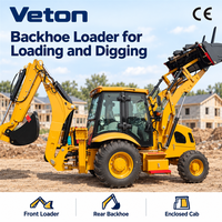 Diesel Backhoe Loader Mini Excavator Loader 4WD Front Loader Rear Backhoe untuk Pertanian, Lanskap, dan Proyek Konstruksi