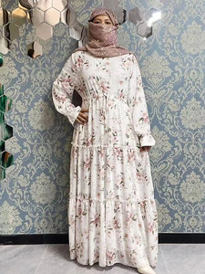Nouvelle robe islamique pour femme Abaya luxe tissu mousseline dernières robes musulmanes - Product Image 6