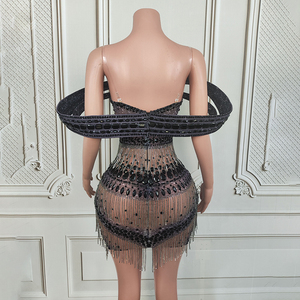 Robe de soirée Novance Y4532-D en gros pour anniversaire, robe de <span class=keywords><strong>cocktail</strong></span> avec pompons, vêtements de mode féminins, strass pour fête - Product Image 6