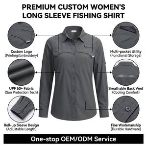 Camisa de Pesca Personalizada para <span class=keywords><strong>Mujer</strong></span>, Color Gris Carbón, 100% Poliéster, Impermeable, UPF 50+, Transpirable, de Secado Rápido, Ligera, para Viajes al Aire Libre - Product Image 2