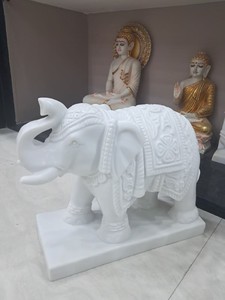 <b>Ornamental</b> Big White Elephant Sculpture Carving <b>Stone</b> Statue for Zoo City Park Modern Outdoor Home <b>Garden</b> Decor Display - Product Image 2