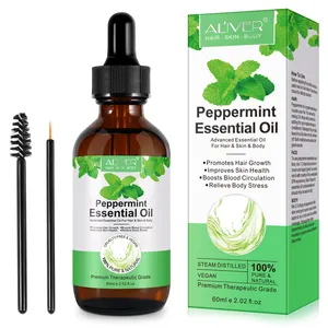 OEM Private Label 100% minyak esensial Peppermint organik alami murni untuk pertumbuhan rambut meningkatkan kesehatan kulit menghilangkan stres tubuh