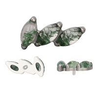 Bijou de piercing helix et labret tendance en titane ASTM F136 16G avec pierre d'agate mousse, pour lèvres, nez et corps, GZN