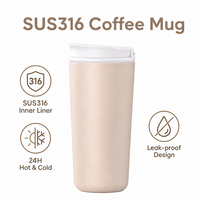 Mug isotherme OEM ODM 380 ml en acier inoxydable 316, double paroi sous vide, couvercle rabattable anti-poussière, couleur personnalisée disponible