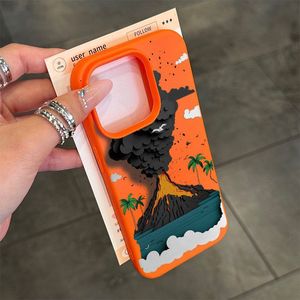 Cho Iphone 16 Pro Max Trường Hợp Núi Lửa Phun Trào Thiết Kế Cho Apple 15 14 Cộng Với 13 12 11 Bền TPU Da Mô Hình Điện Thoại Di Động Trường Hợp - Product Image 5