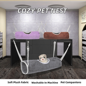 गर्म बिक्री प्लश सुरंग पॉलिएस्टर हैमक गर्म बिस्तर सहायक उपकरण चीनी ग्लाइडर छोटे जानवरों के लिए - Product Image 2