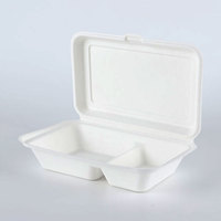 Bol à couvercle rabattable en pulpe de canne à sucre de 9*6 pouces Contenants alimentaires à emporter Matériau de bagasse durable pour les déjeuners