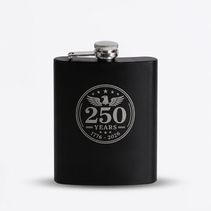Ensemble de flacons à liqueur noirs en acier inoxydable de 6 oz, étanches, portables, avec entonnoir offert, pour célébrer le 250e anniversaire - Product Image 1