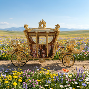 Nouveaux produits de transport spécialisé : Vente de calèches royales dorées avec cabine et calèches électriques à chevaux - Product Image 1