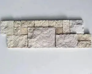 Beige Kalksteen Gestapelde Stenen Tegels