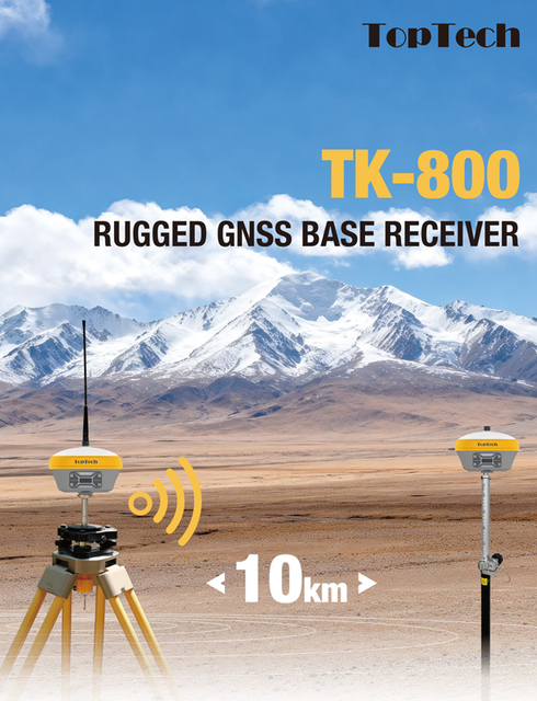 TopTech TK800 Gnss Rtk Base Station Super Base UHF Radio Antenna Gnss Receiver Gps Rtk 10km Range for Land Surveying