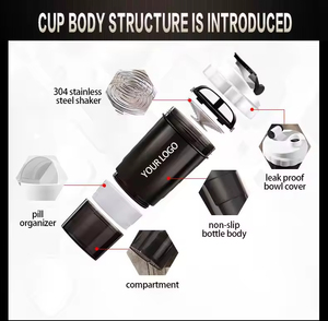 Gobelet mélangeur multifonctionnel personnalisé, écologique, lavable au lave-vaisselle, en plastique, 500 ml/600 ml, pour le sport, la salle de sport, les protéines - Product Image 3