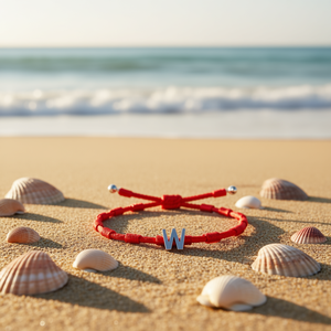 Tobillera Angelina de Siete Nudos con Cuerda Roja y Letra W, Acero Inoxidable, Joyería de Moda Unisex, Regalo - Product Image 2