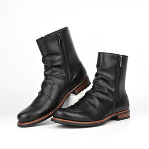 Brown Leather Ankle <b>Boots</b> Round Toe Zip Closure <b>Boot</b> Anti Slip Rubber Outsole Style Men's Shoes Wholesale Men's Casual Shoes - Product Image 5