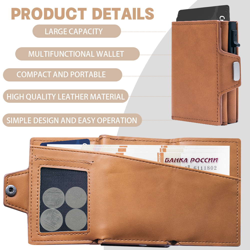 Men's Luxury PU Leather Zipper Wallet – Card Organizer & Coin Pocket - View 4