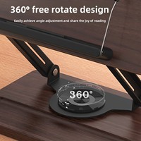 Support de lecture en bois réglable en hauteur, rotatif à 360 degrés, avec pince élastique pour livre et support pour iPad, pour utilisation sur bureau