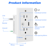 Interrupteur mural intelligent Wi-Fi US avec prise USB et chargeur, prise murale intelligente Wi-Fi US