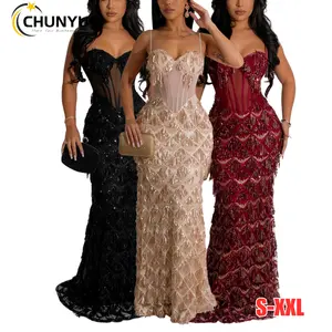 Women's Sexy Sleeveless Mesh Scale Sequins Bodycon Party Prom Long Maxi Dress Spaghetti Straps Formal Evening Gowns