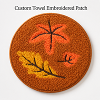 Fabricant de patchs brodés en chenille à motif feuillage d'automne personnalisé, applique en tissu bouclé doux pour vêtements et sacs