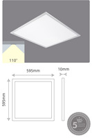 Éclairage encastré moderne en aluminium pour bureau commercial 40W Carré 60x60 LED Panneau lumineux