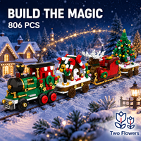 Blocs de construction de train de Noël étanches en plastique pour enfants de 6 ans et plus, ensemble de 806 pièces pour exposition de fêtes, quatre modèles festifs